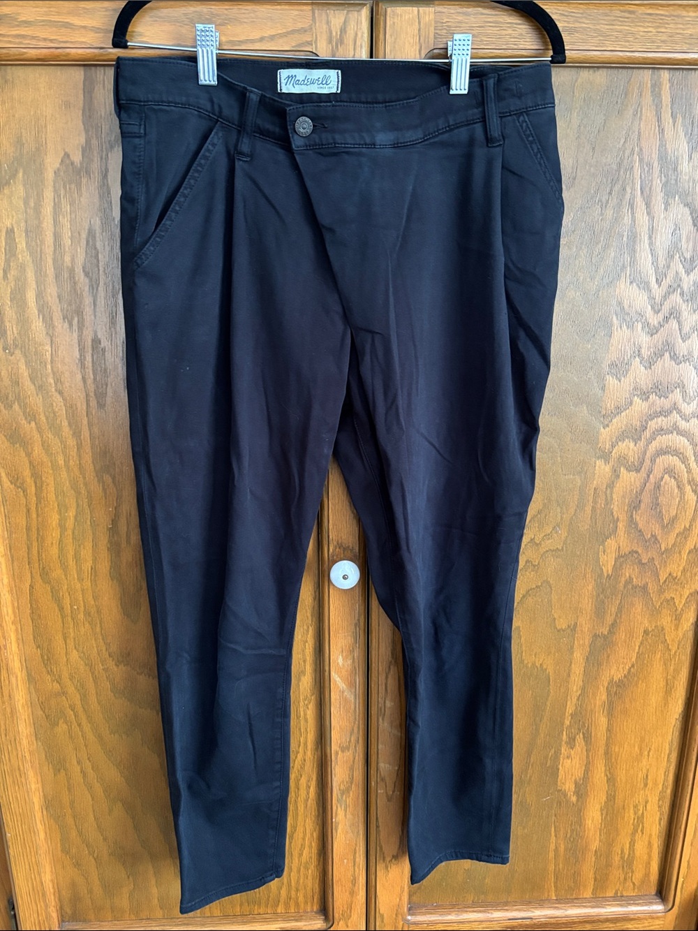 Madewell Black asymmetrical button down Slim Tapered Chinos